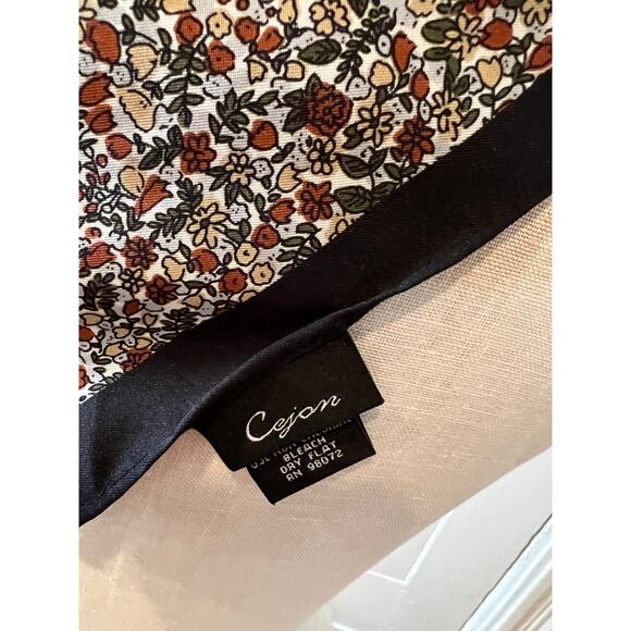 Vintage Cejon tiny brown floral print scarf - Picture 5 of 7